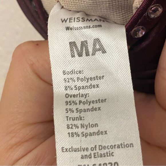 WEISSMAN Dance Costume raisin burgundy maxi dress With Love 13193 MA adult - Picture 7 of 11